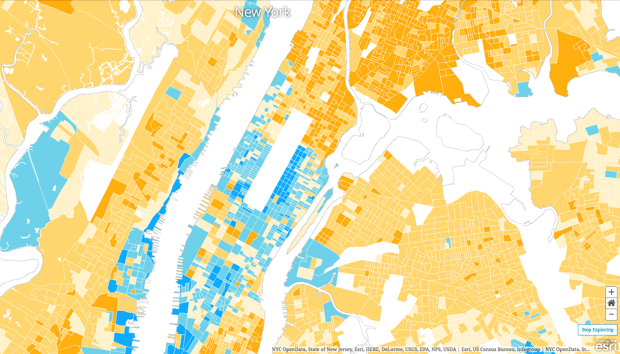 Map of income distribution NYC